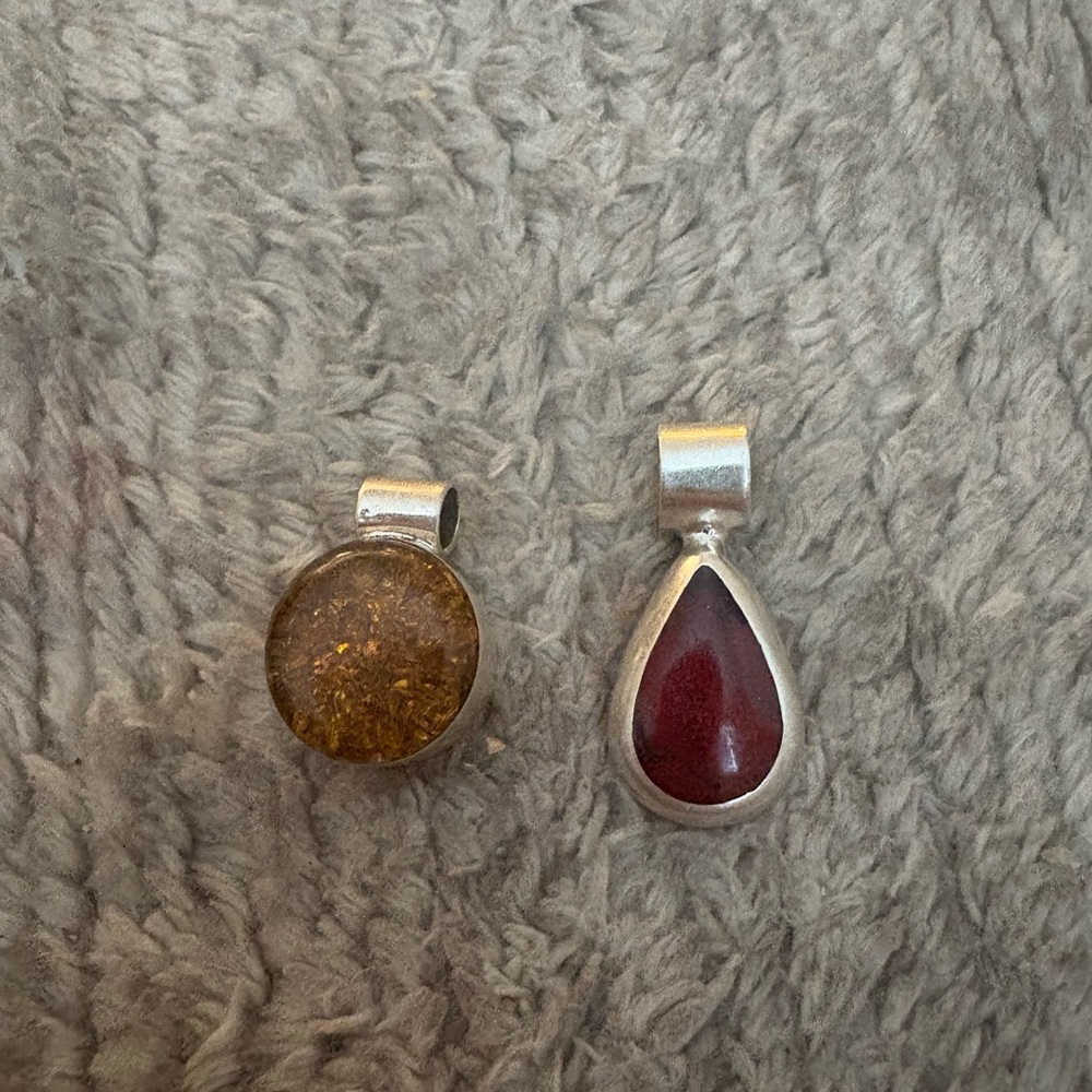 Set of 2 small pendants. Stamped .925 Mexico